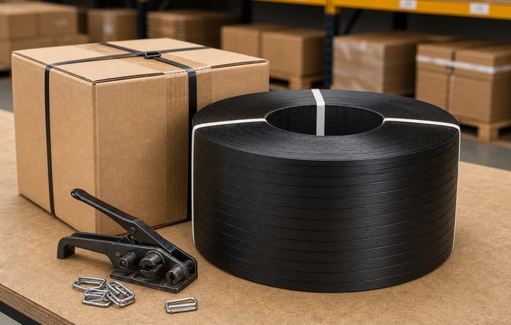 Zuncho para asegurar cajas, bultos y mercancía